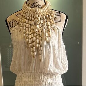Resort Wear Elegant Cream Sleeveless Dress